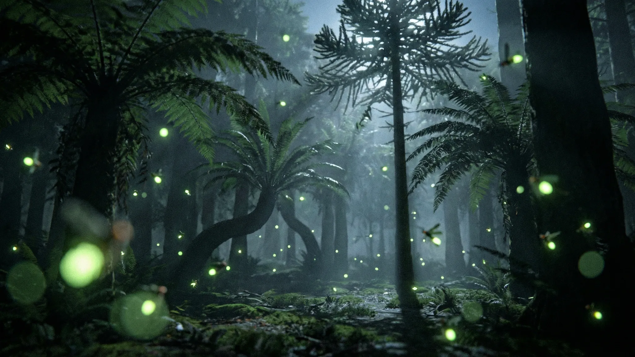 Fireflies were already glowing